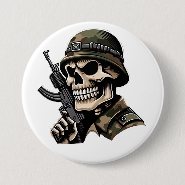 Pin calavera soldado blanca knapp (Framsida)
