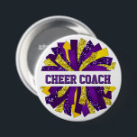 Pin för Cheer Coach-knapp Knapp<br><div class="desc">Knappnålen visas här med ett fuktande avtryck av bussrumpan. Anpassa det här objektet eller köp som det är. Du kan ändra texten om du vill genom att använda den här mallen som visas. Licensierad bild</div>