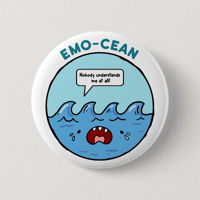 Pin för emo-cean Ocean Beach Pun Button Pin Knapp (Framsida)