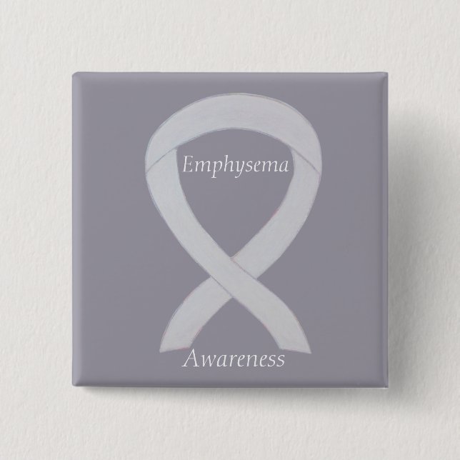 Pin för Emphysema Awareness Pearl Ribbon Anpassnin Knapp (Framsida)