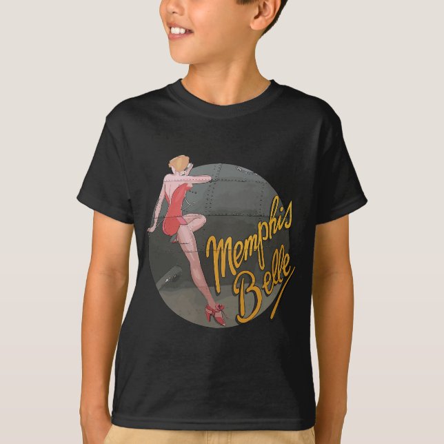 Pin Girl WWII B-17 Flies Fortress Memphis Bell T Shirt (Framsida)