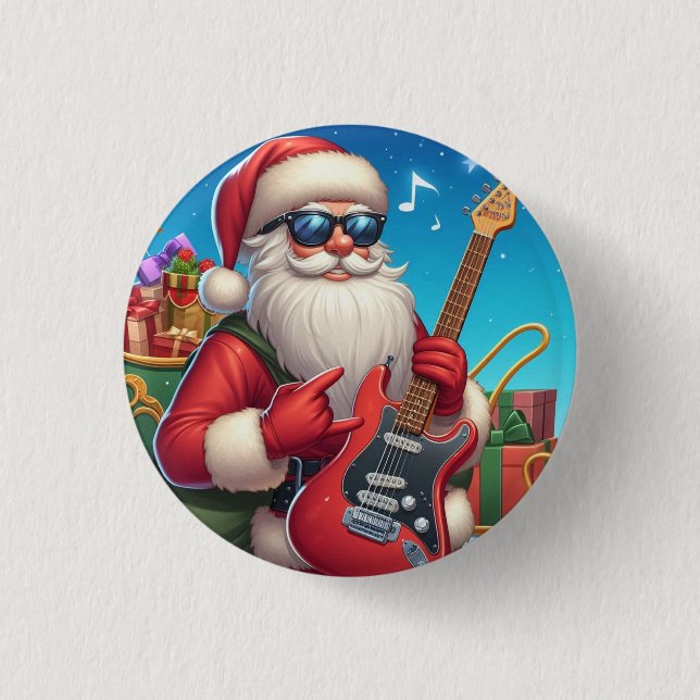 Pin Jultomten con guitarra Navidad Knapp (Framsida)