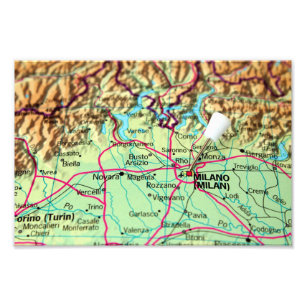 Pin Karta i Milano, Italien Fototryck