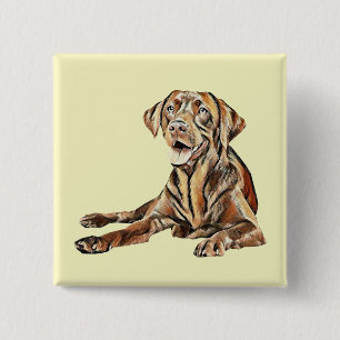 Pin-knapp för Pastel Teckning Chocolate Lab Knapp