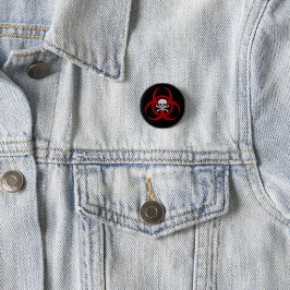 Pin-knapp för Red Biohazard Skull Knapp