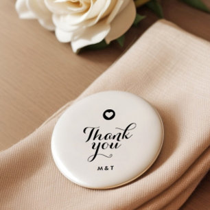 Pin-knapp för Tack i Modern Script Heart Monogram Knapp