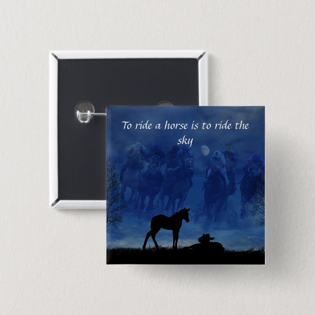 Pin-knapp på två brunsthästar knapp (Framsida & baksida)