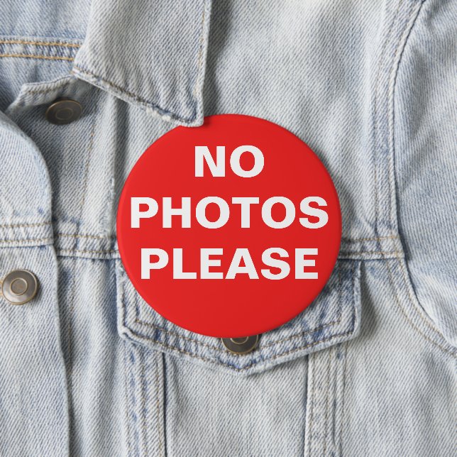 PIN-ON-knapp för ljusrött "Inga foton, tack" Knapp (In Situ)