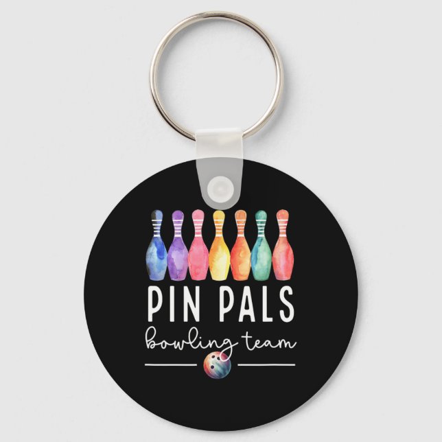 Pin Pals Bowling Ball Funny Womens Matching Bowlin Nyckelring (Framsida)