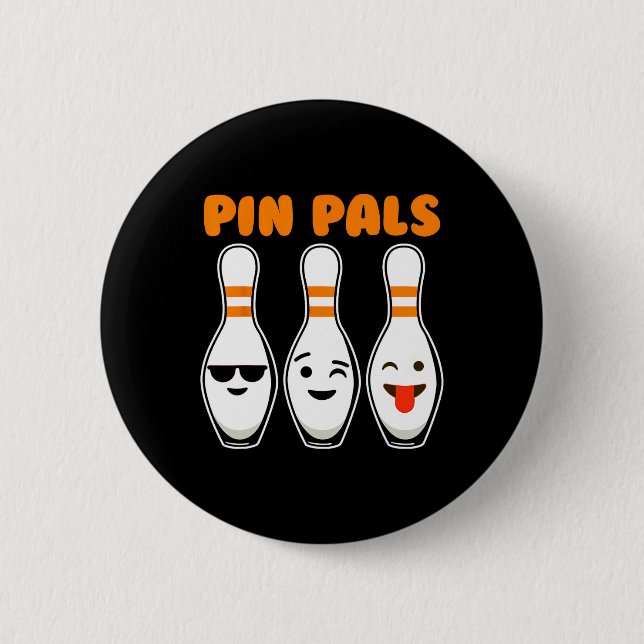 Pin Pals Cute Funny Bowling Knapp (Framsida)