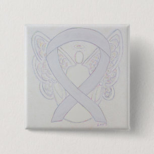 Pin Pearl White Angel Awareness Ribbon Anpassnings Knapp