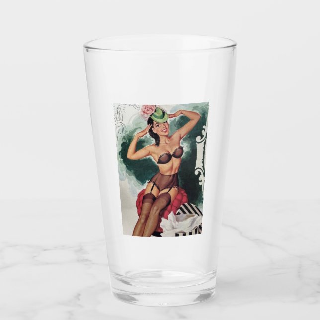 PIN PIN GIRL PINT GLASS GLASKOPP (Framsida)