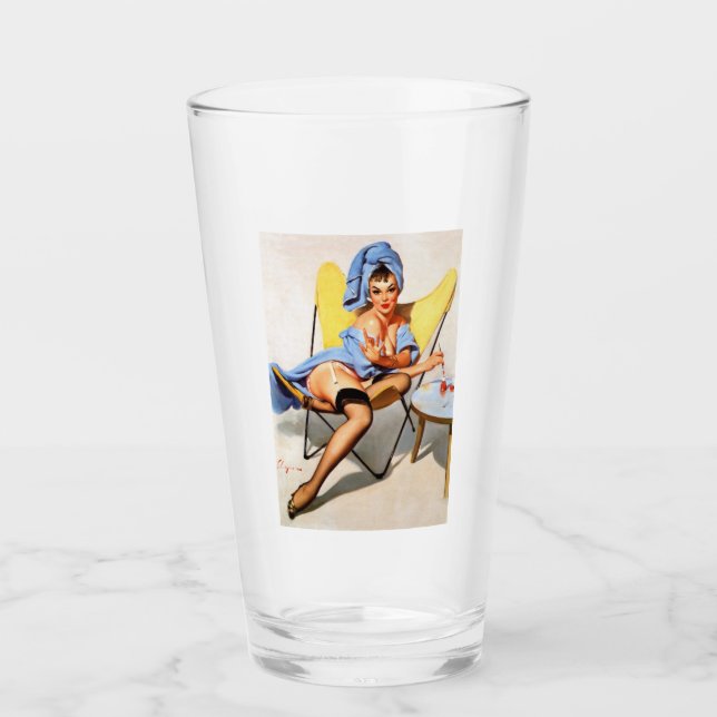 PIN PIN GIRL PINT GLASS GLASKOPP (Framsida)