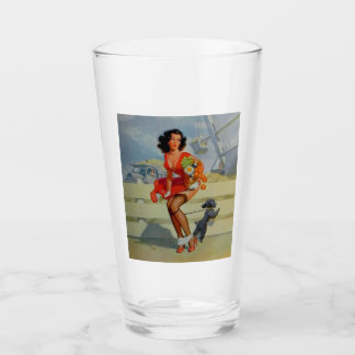 PIN PIN GIRL PINT GLASS GLASKOPP