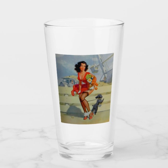 PIN PIN GIRL PINT GLASS GLASKOPP (Framsida)