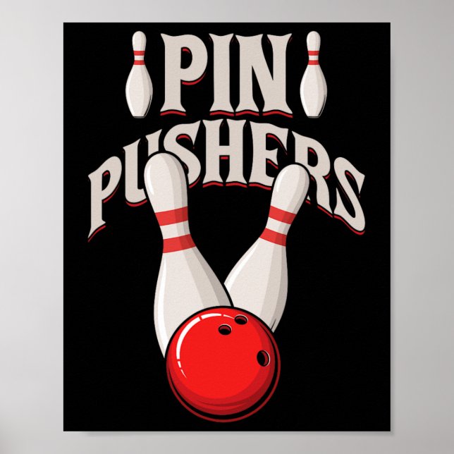 Pin Pushers Bowling Stift Boll Bowling Player Poster (Framsidan)
