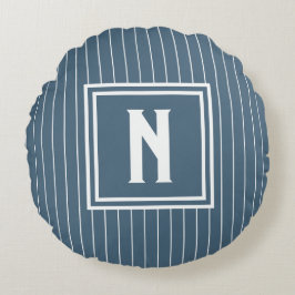 Pin Stripe - Navy + White Rund Kudde