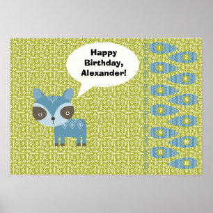 Pin the Tail on the Raccoon Party Game Poster