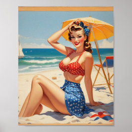 PIN UP A LA PLAGE POSTER