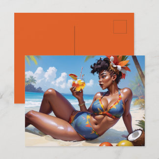 Pin-up à la plage vykort