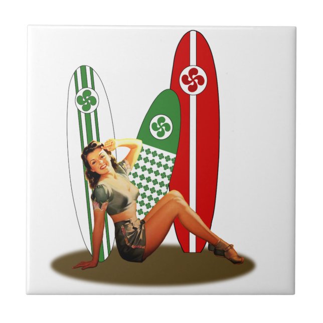 Pin-up Basque France Kakelplatta (Framsidan)