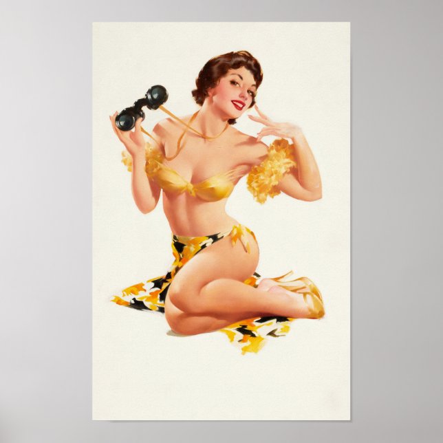 Pin-Up Dam med binokulära päron Poster (Framsidan)