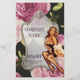 Pin Up Flick Kosmetolog Hår frisör Flygblad