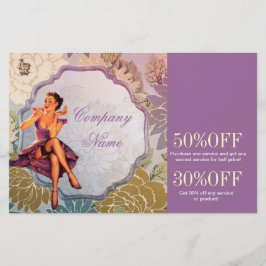 Pin Up Flicka Kosmetolog Hår frisör Flygblad