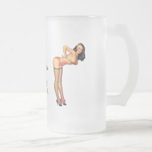 Pin-Up Flickor Present kaffemug Frostat Ölglas