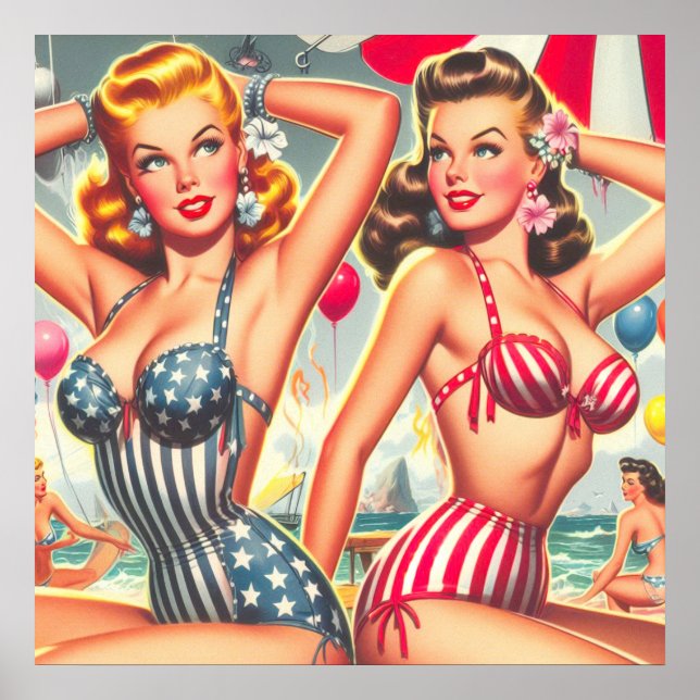 Pin-up för Retro Beach Party Poster (Framsidan)
