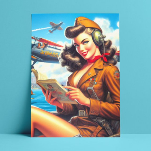 Pin-up för Retro-flygplan Vykort (Skapare uppladdad)