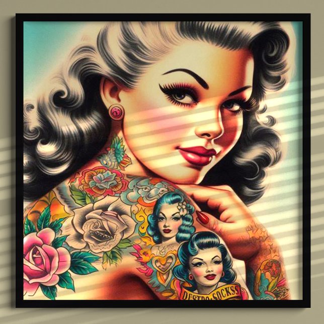 Pin-up för Tattoo-old school Poster (Skapare uppladdad)