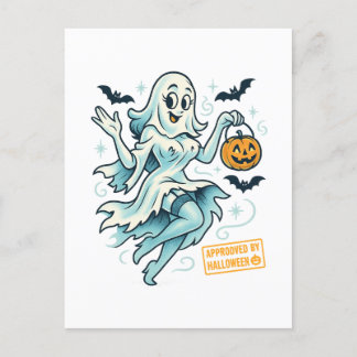 Pin-Up Ghost Girl - Spooky Cute Halloween Helg Vykort