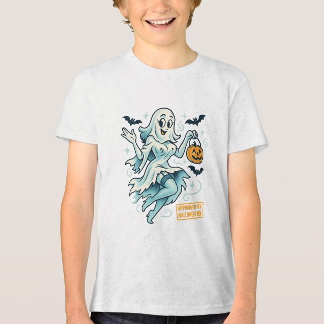 Pin-Up Ghost Girl - Spooky Cute Halloween T Shirt (Framsida)