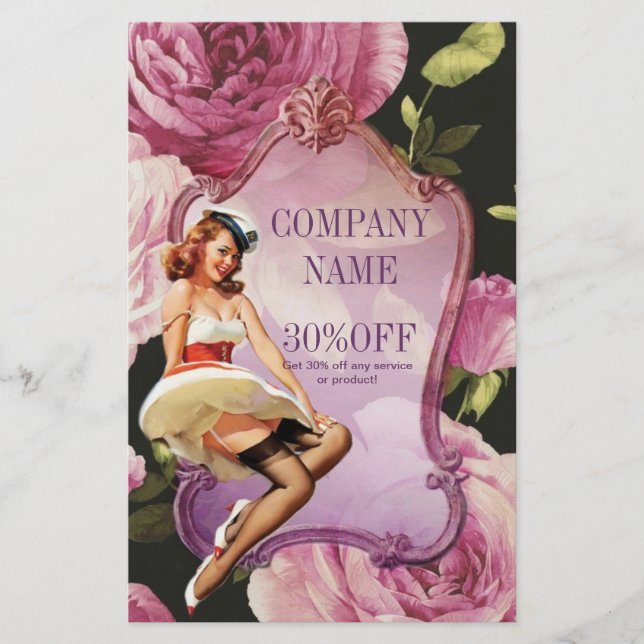 Pin Up Girl Cosmetolog Hair makeup artist Flygblad (Framsidan)
