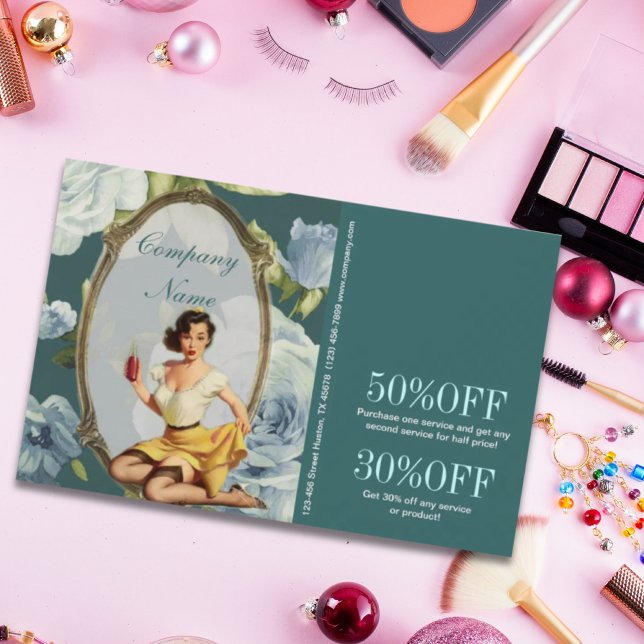 Pin Up Girl Cosmetolog Hair makeup artist Flygblad (Pin Up Girl Cosmetologist Hair makeup artist Flyer)