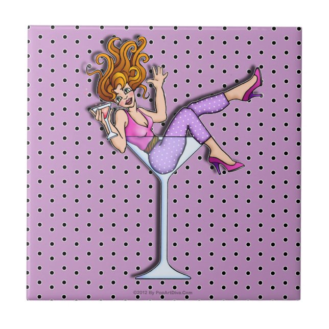 Pin-Up Girl in a Martini Glass (Red) Underlägg Til (Framsidan)