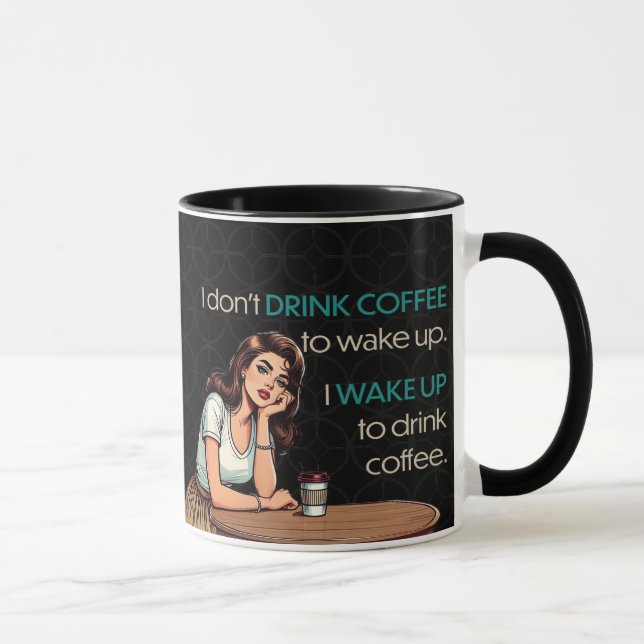 Pin-up Girl—Jag vaknar för att dricka kaffe Mugg (Höger)