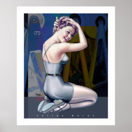 Pin-Up Girl med industriell bakgrund Poster