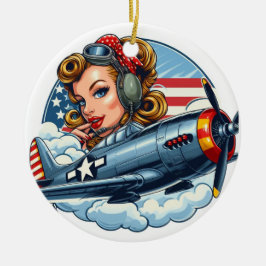Pin-Up Girl P-47 Julgransprydnad Keramik