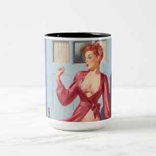 Pin-Up Girl på morgonen Två-Tonad Mugg