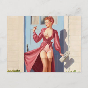 Pin-up Girl på morgonen Vykort