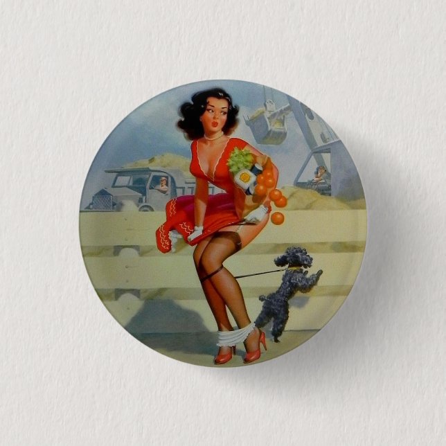 PIN UP GIRL Pinback-knapp Knapp (Framsida)