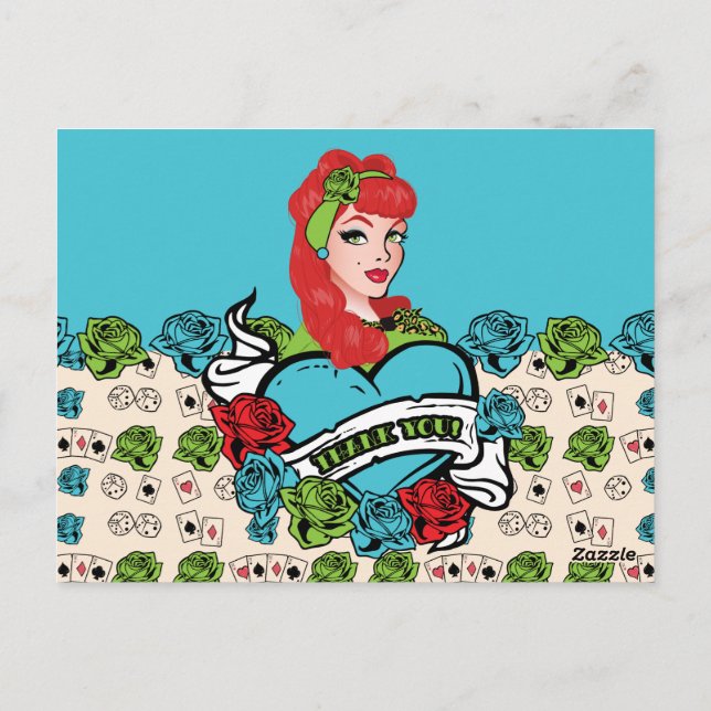 Pin-up Girl, tack. Vykort (Baksida)