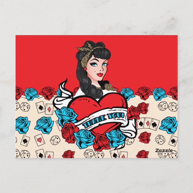 Pin-up Girl, tack. Vykort (Baksida)