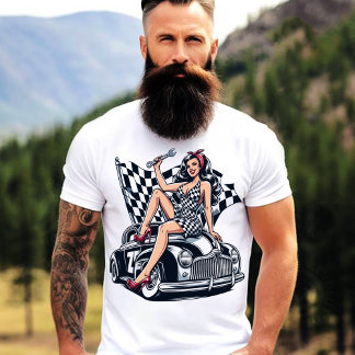 PIN-up-modul för vintage Hot rod Tävla T Shirt