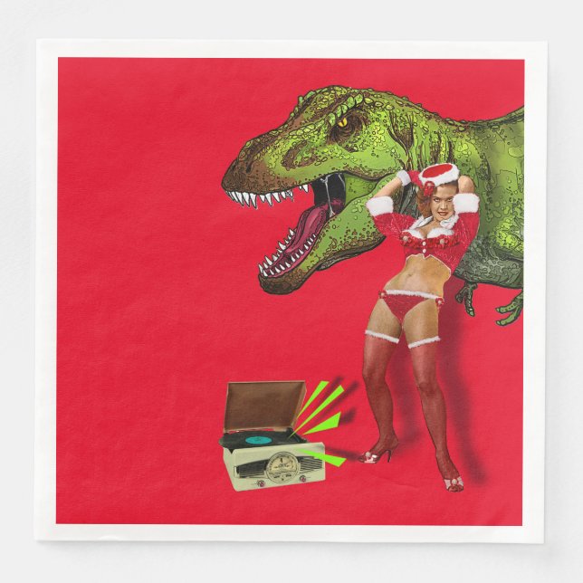 Pin-up Navideña Jurásica Pappersservett (Framsida)