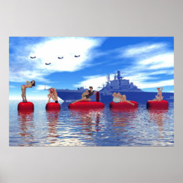 Pin-up och Glamor Girls med flottan Poster