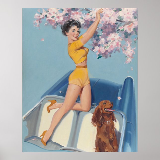 Pin-up-spärr i bilen med Hund Poster (Framsidan)