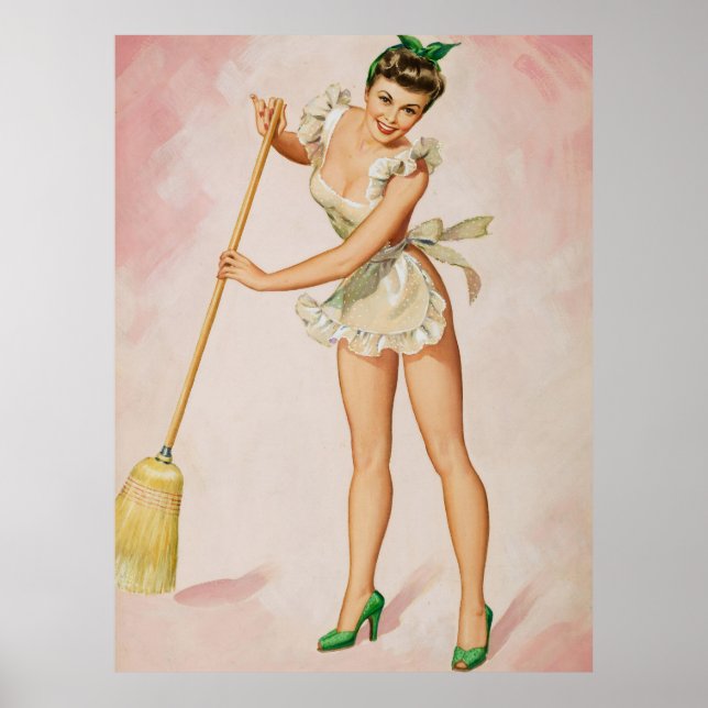 Pin-up Sweeping Woman Art Poster (Framsidan)